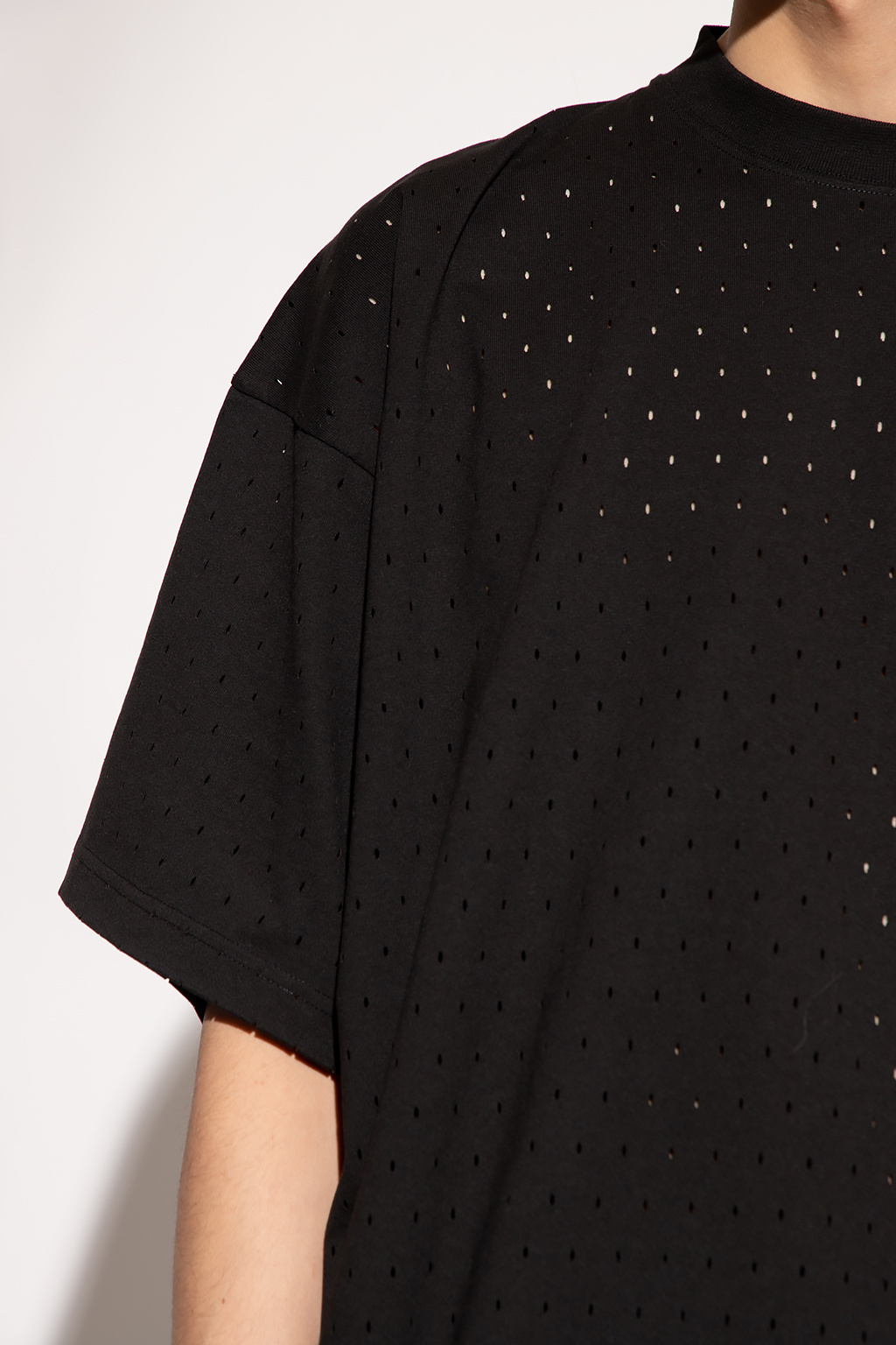 Double Front faded cotton jersey T-shirt in black